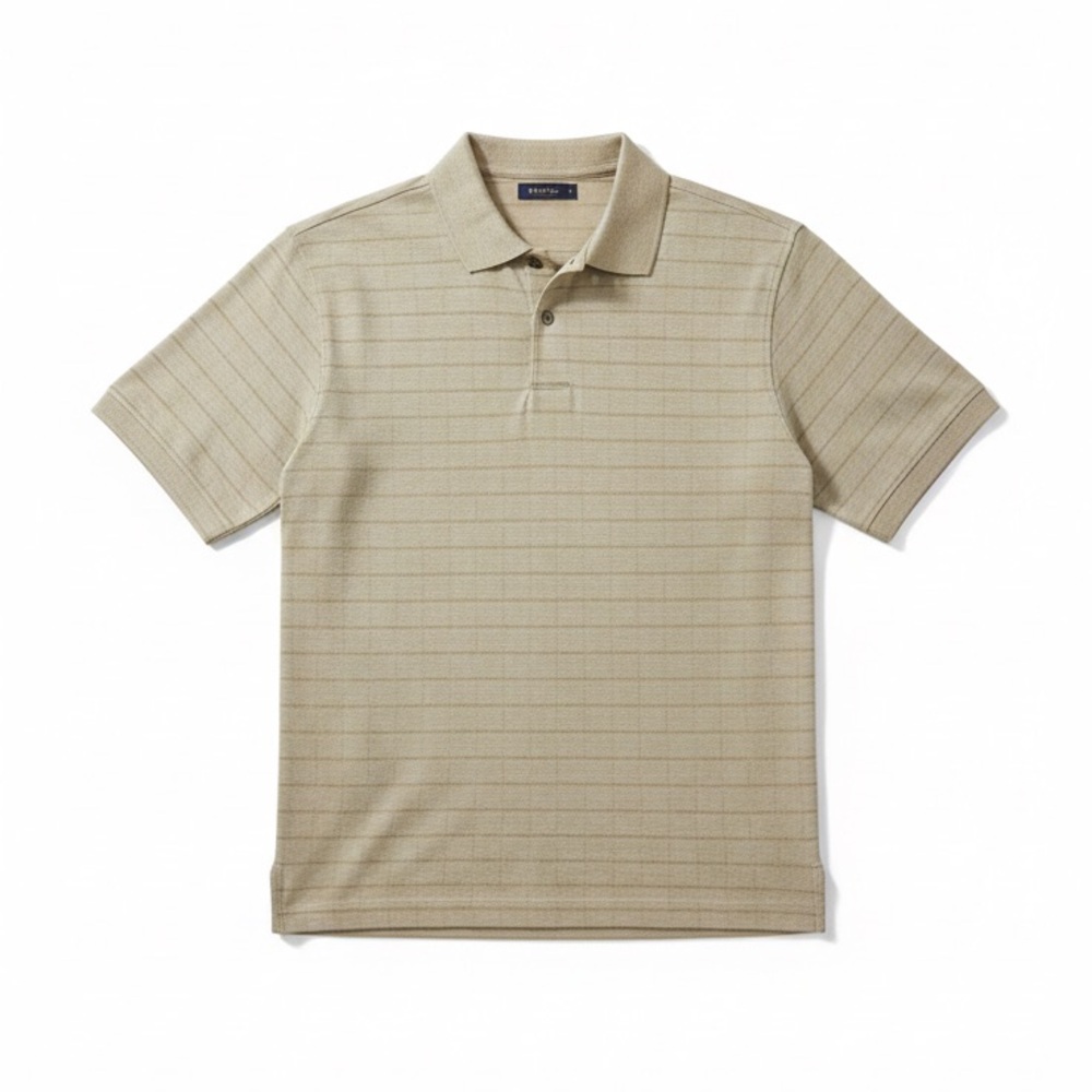 Van Heusen Men’s Short-Sleeve Windowpane Polo Shirt in Neutral Tan